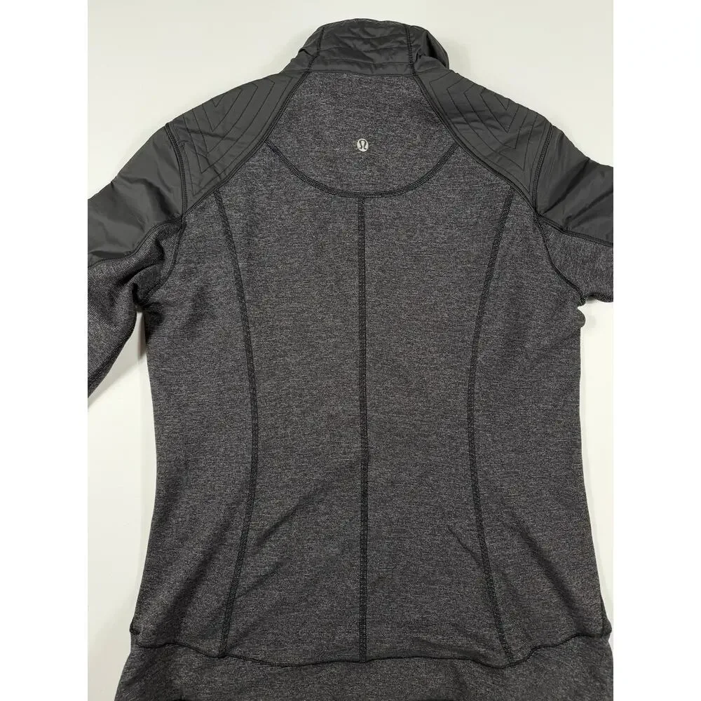 Lululemon Rebel Runner Jacket Black Wee Stripe Heathered Black Size 12